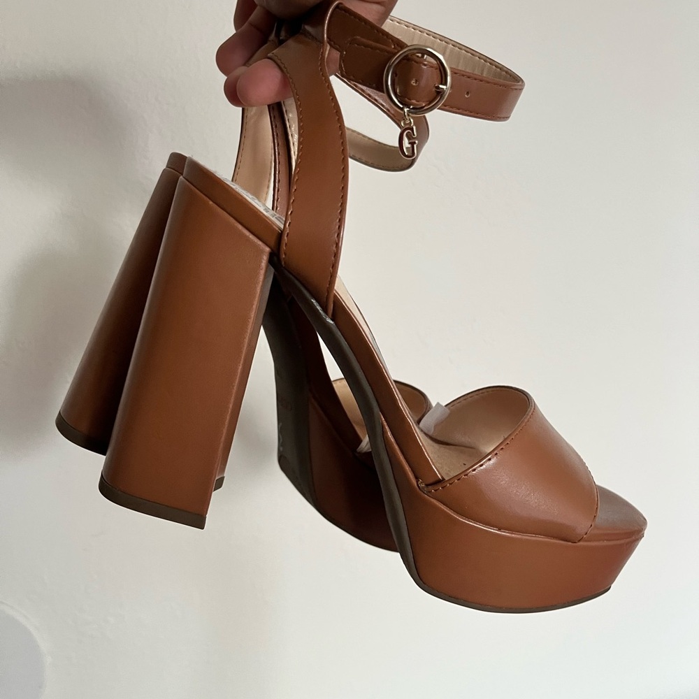 Guess Brown Platform Heels Sandals